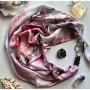 Дизайнерська шовкова хустка My Scarf "Рожева троянда" 90 на 90 см  з каменем гранат