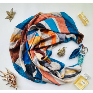 Дизайнерська хустка My Scarf "Лині долі" 90 на 90 см прикрашен бірюзою