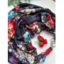 Дизайнерська шовкова хустка My Scarf "Українська ніч" 90 на 90 см, Преміу ВІП колекція, прикрашена коралом