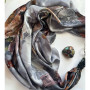 Дизайнерська шовкова хустка My Scarf "Срібна перлина" 90 на 90 см прикрашений  натуральним агатом