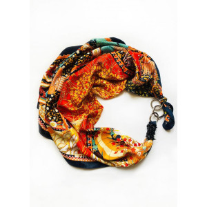 Дизайнерська хустка "Райський сад" My Scarf, шийна хустка, подарунок жінці, камінь агат!