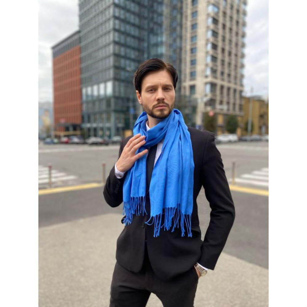 Чоловічий синій шарф великий чоловічий котоновий шарф "Мілан" від My scarf 180 на 60 см