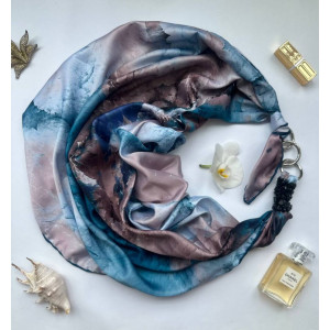 Дизайнерська хустка My Scarf "Блакитний океан" прикрашена агатом