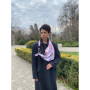 Дизайнерська шовкова хустка My Scarf "Рожева троянда" на 90 см з каменем гранат