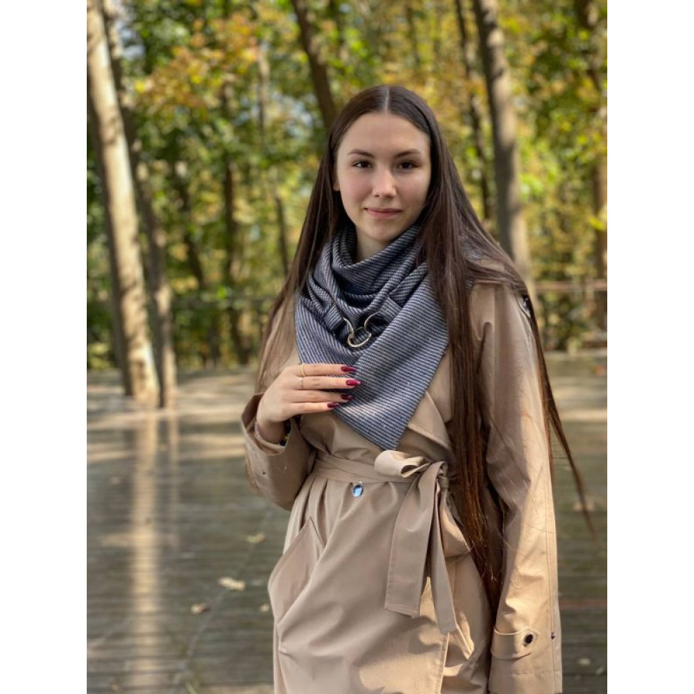 Шарф теплий сірий трикотаний My Scarf двосторонній унісекс, 100х100х150 см
