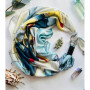 Дизайнерська шовкова хустка My Scarf "Морський бриз" 90 на 90 см прикрашений  натуральним агатом