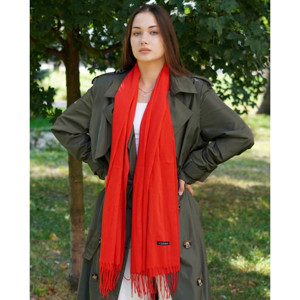 Жіночий червоний шарф великий котоновий шарф "Мілан" від My scarf 180 на 60 см