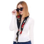 Дизайнерська шовкова хустка My Scarf "Квіти кохання" 90 на 90 см прикрашений  натуральним родонітом