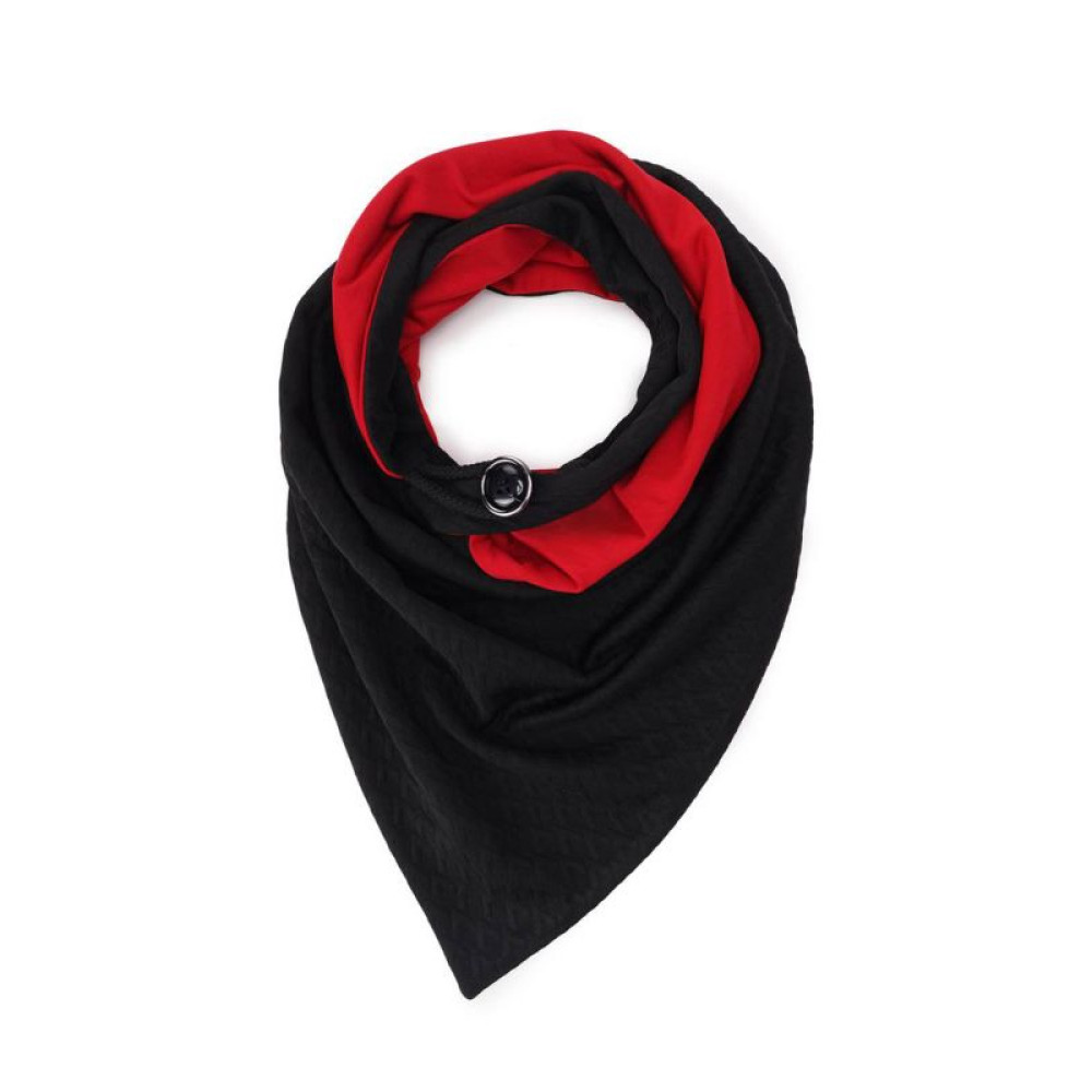 Шарф My Scarf двосторонній чорно- червоний , кежуал, віскоза, трикотаж на гудзику