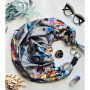 Дизайнерська шовкова хустка My Scarf "Срібна казка" 90 на 90 см з натуральним сніжним обсидіаном