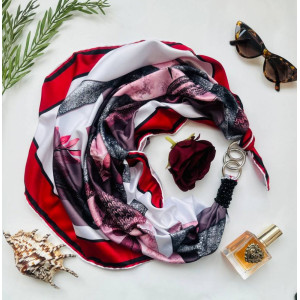 Дизайнерська хустка Рубіновий блиск" від бренда My Scarf, прикрашена натуральним каменем агат
