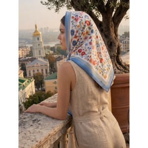 Дизайнерська косинка "Польові квіти" My Scarf, 70 см на 70 см на 100 см