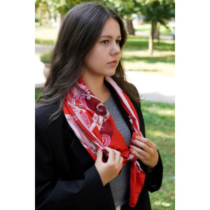 Дизайнерська шовкова  хустка My Scarf "Серце красуні" прикрашена коралом