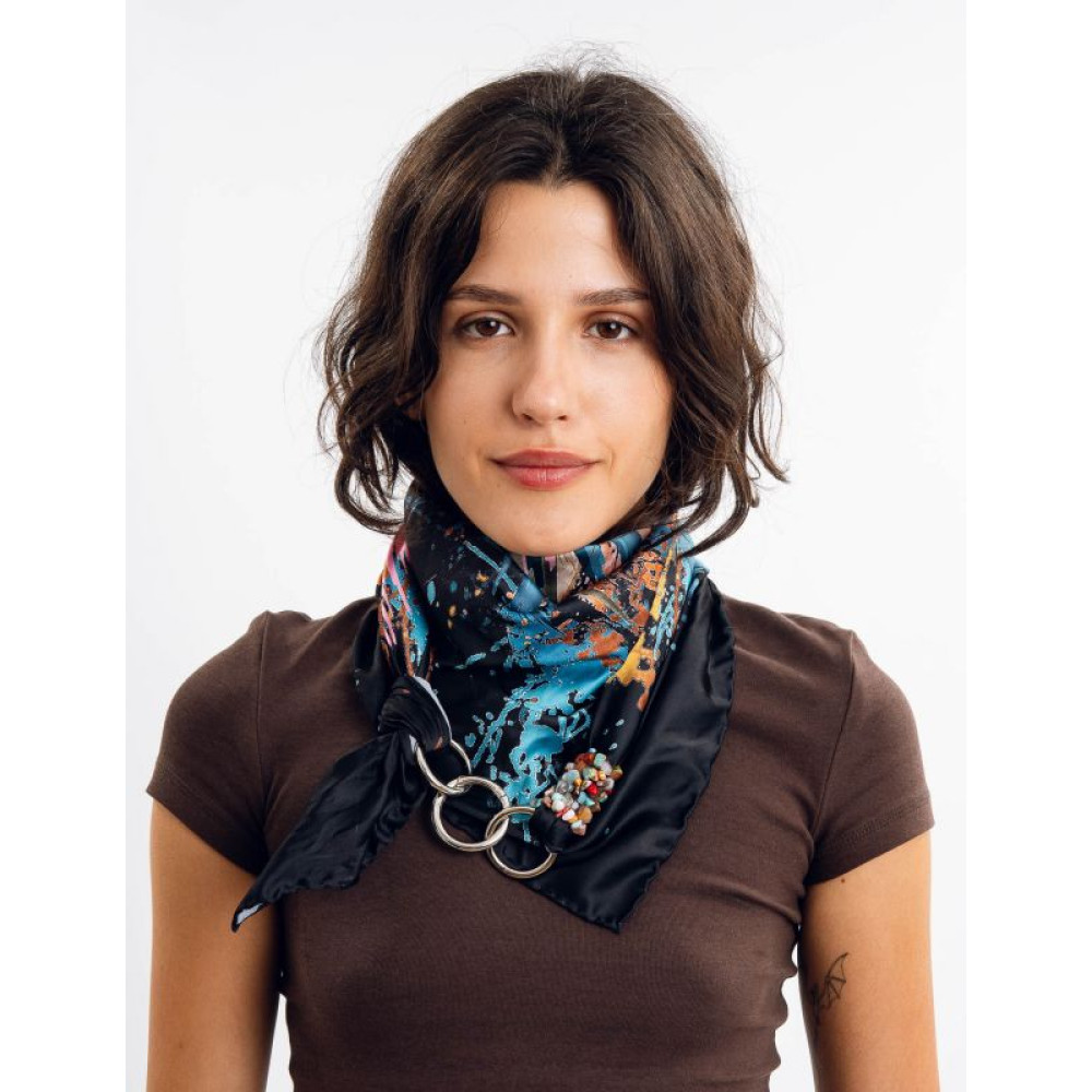 Дизайнерська хустка  шовкова My Scarf "Різнобарвна галактика", 90 на 90 см