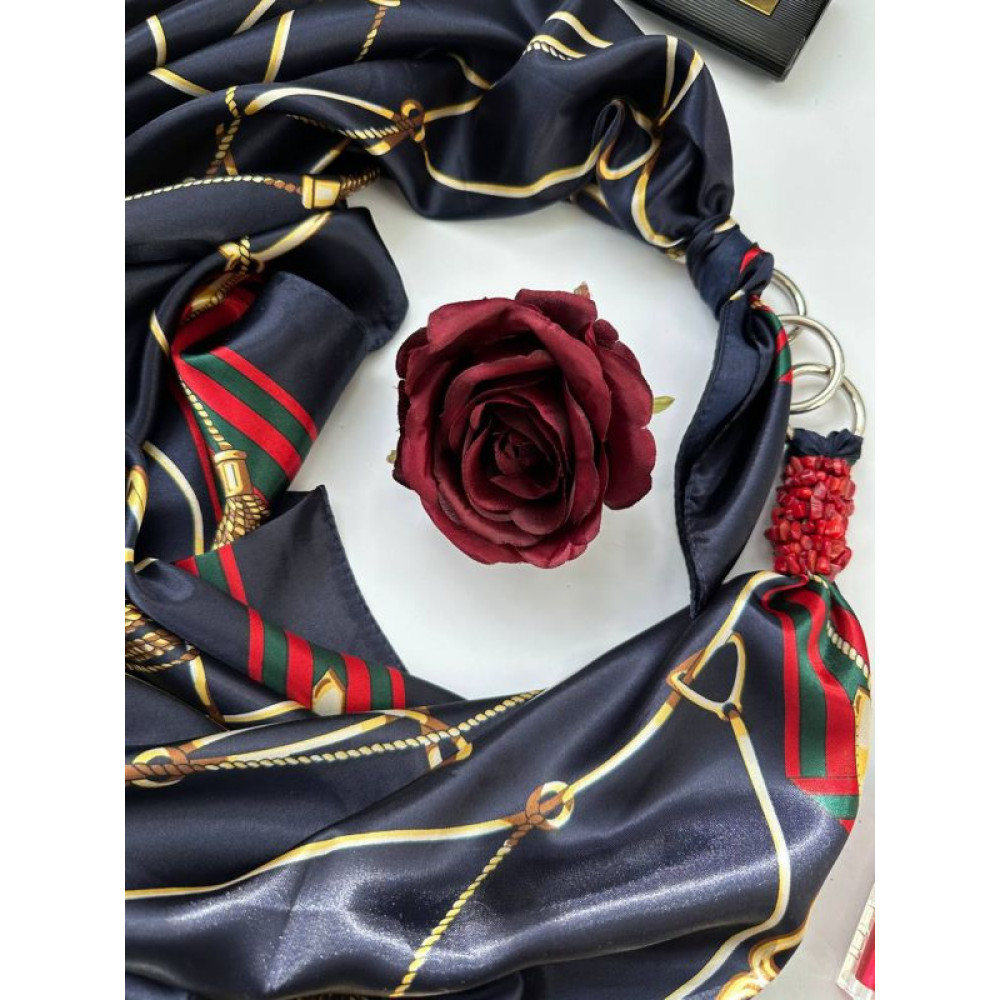 Дизайнерська хустка "Королівський синій" від бренду My Scarf, прикрашена коралом