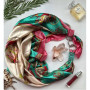 Дизайнерська шовкова хустка My Scarf "Бірюзове сяйво" 90 на 90 см, оздоблена камінням