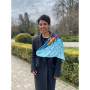 Дизайнерська шовкова хустка My Scarf "Сніданок у Тіфані" 90 на 90 см  з каменем бірюза