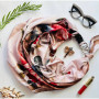 Дизайнерська шовкова хустка My Scarf "Квітка кохання" 90 на 90 см  з каменем гранат