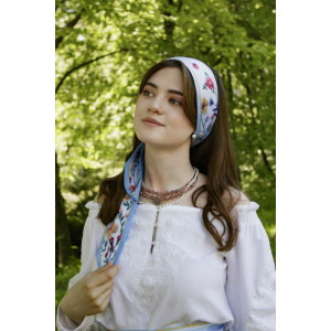 Твіллі авторський двосторонній "Польові квіти" від Myscarf принт 3D