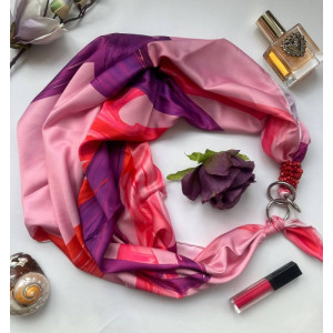 Дизайнерська хустка "королівський корал" від бренда My Scarf, прикрашена натуральним каменем корал