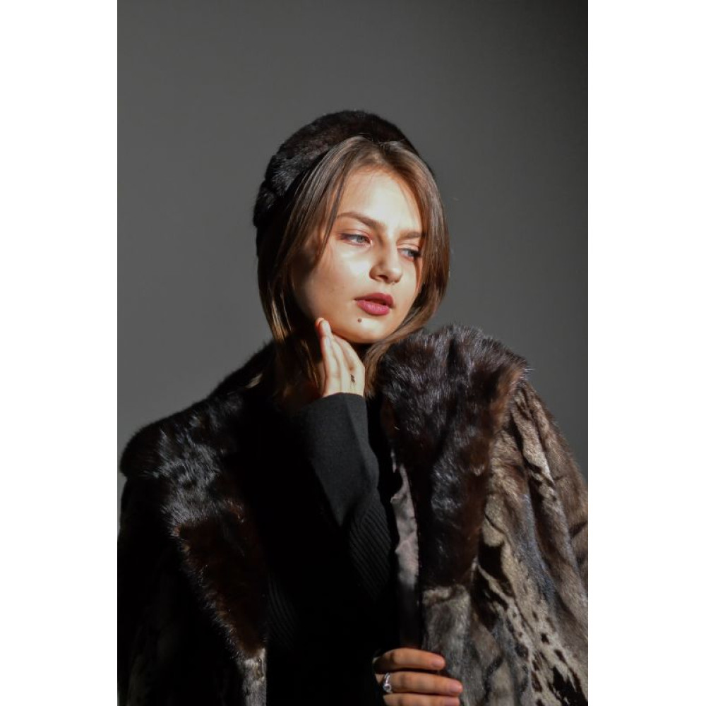 Обруч для волосся MyScarf хутряний one size колір шоколад, натуральна норка