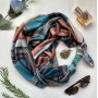 Дизайнерська шовкова хустка My Scarf «ГЕОМЕТРІЯ КОХАННЯ» 90 на 90 см, прикрашена камінням