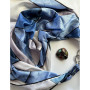 Дизайнерська шовкова хустка My Scarf "Сапфіровий блиск" 90 на 90 см  з каменем содаліт
