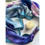 Дизайнерська шовкова хустка My Scarf "Блакитна гортензія" 90 на 90 см  з каменем аметист