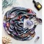 Дизайнерська шовкова хустка My Scarf "Срібний сад" 90 на 90 см з натуральним сніжним обсидіаном