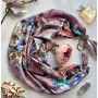 Дизайнерська шовкова хустка My Scarf "Рожева перлина" 90 на 90 см  з каменем рожевий кварц і амазоніт