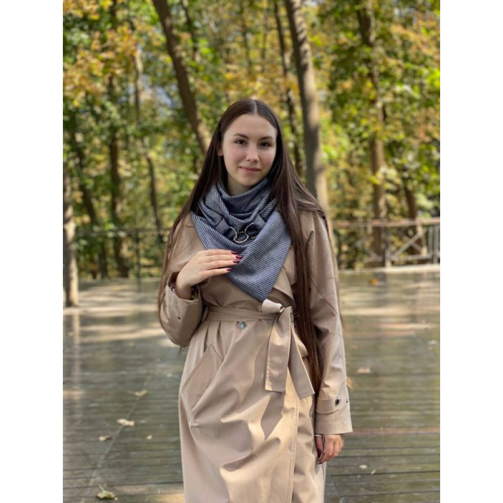 Шарф теплий сірий трикотаний My Scarf двосторонній унісекс, 100х100х150 см