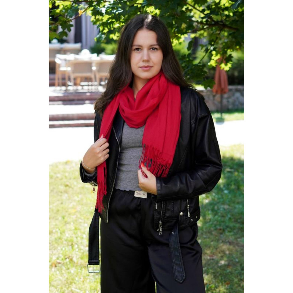 Жіночий червоний шарф великий котоновий шарф "Мілан" від My scarf 180 на 60 см