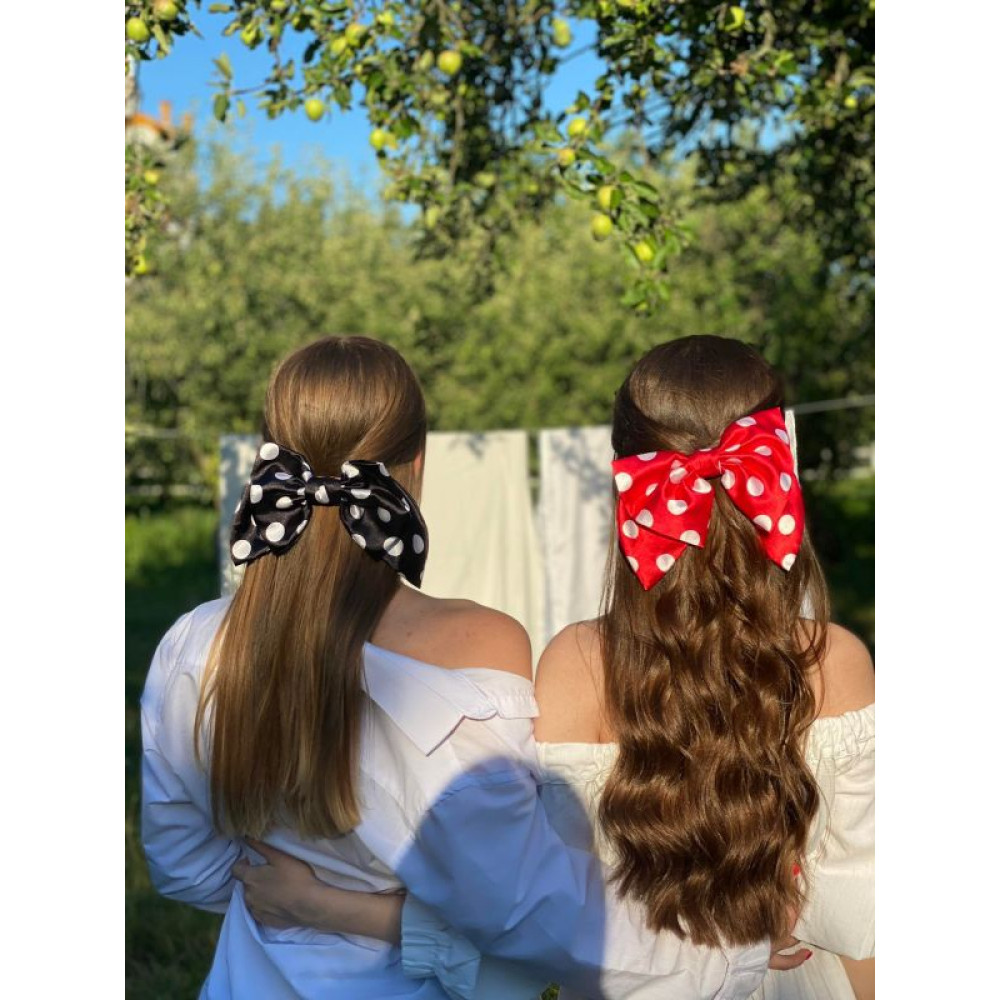 Стильний чорний бант у білий горошок від My Scarf