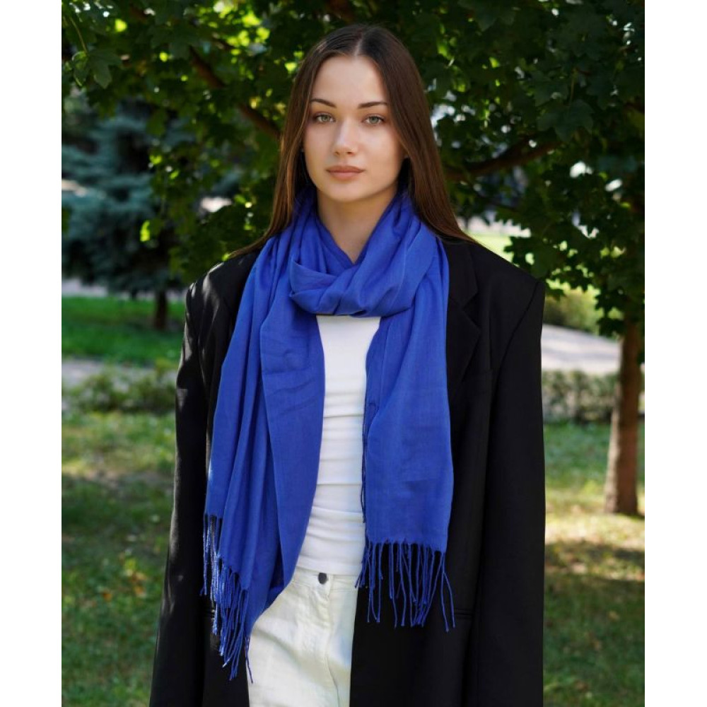 Жіночий яскравий синій шарф, великий котоновий шарф "Мілан" від My scarf 180 на 60 см