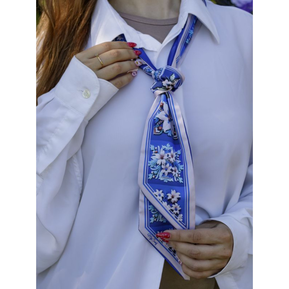 Твіллі авторський My Scarf двосторонній "Блакитна птаха" принт 3D