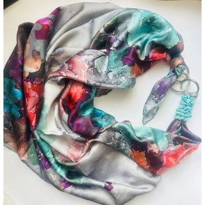 Дизайнерська хустка My Scarf "Райський острів" 90 на 90 см прикрашена корралом