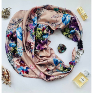 Преміумкомплект, дизайнерська хустка My Scarf "Рожева перлина" 100% шовк
