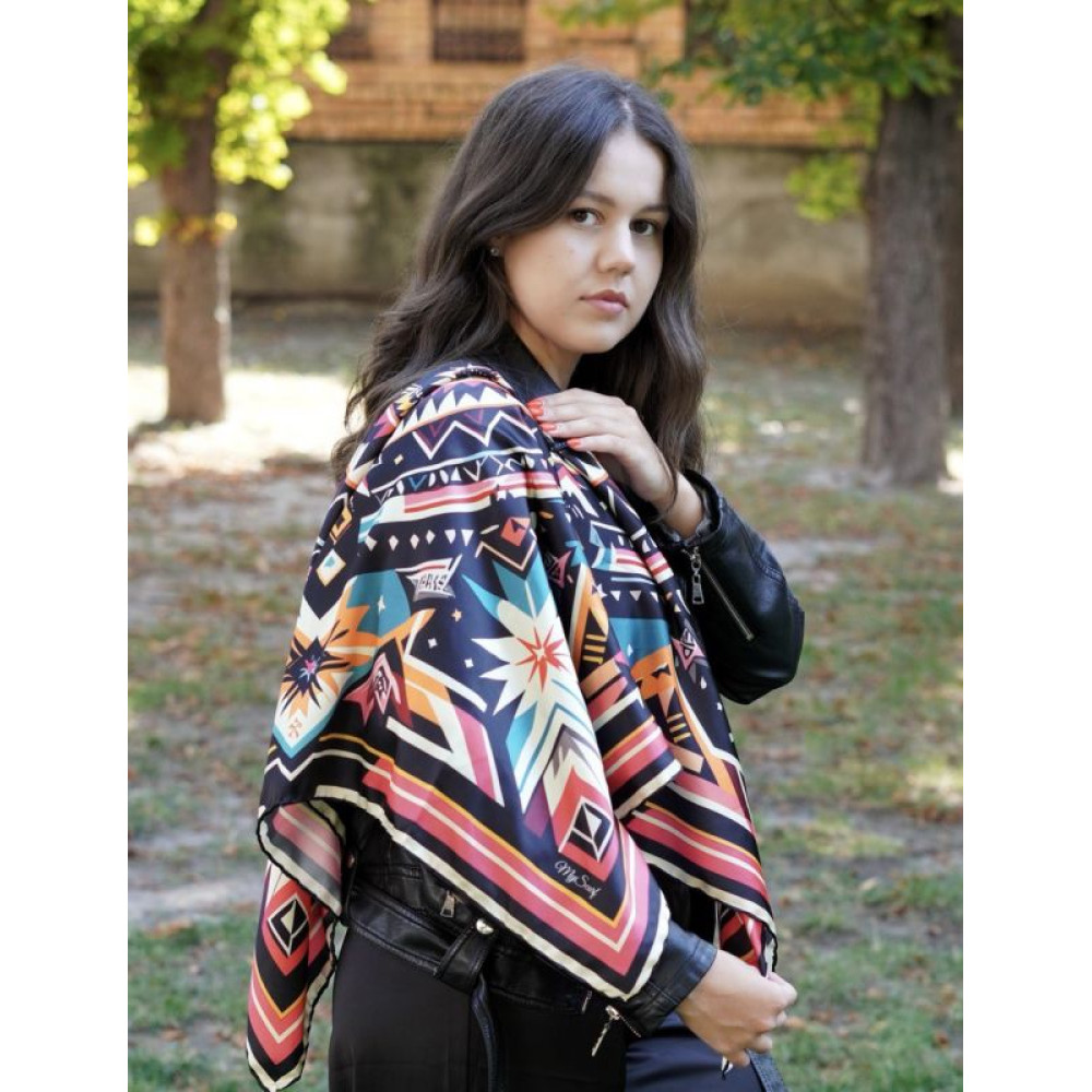 Велика дизайнерська хустка My Scarf "Косові мотиви" 90 на 90 см
