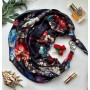 Дизайнерська шовкова хустка My Scarf "Українська ніч" 90 на 90 см, Преміу ВІП колекція, прикрашена коралом