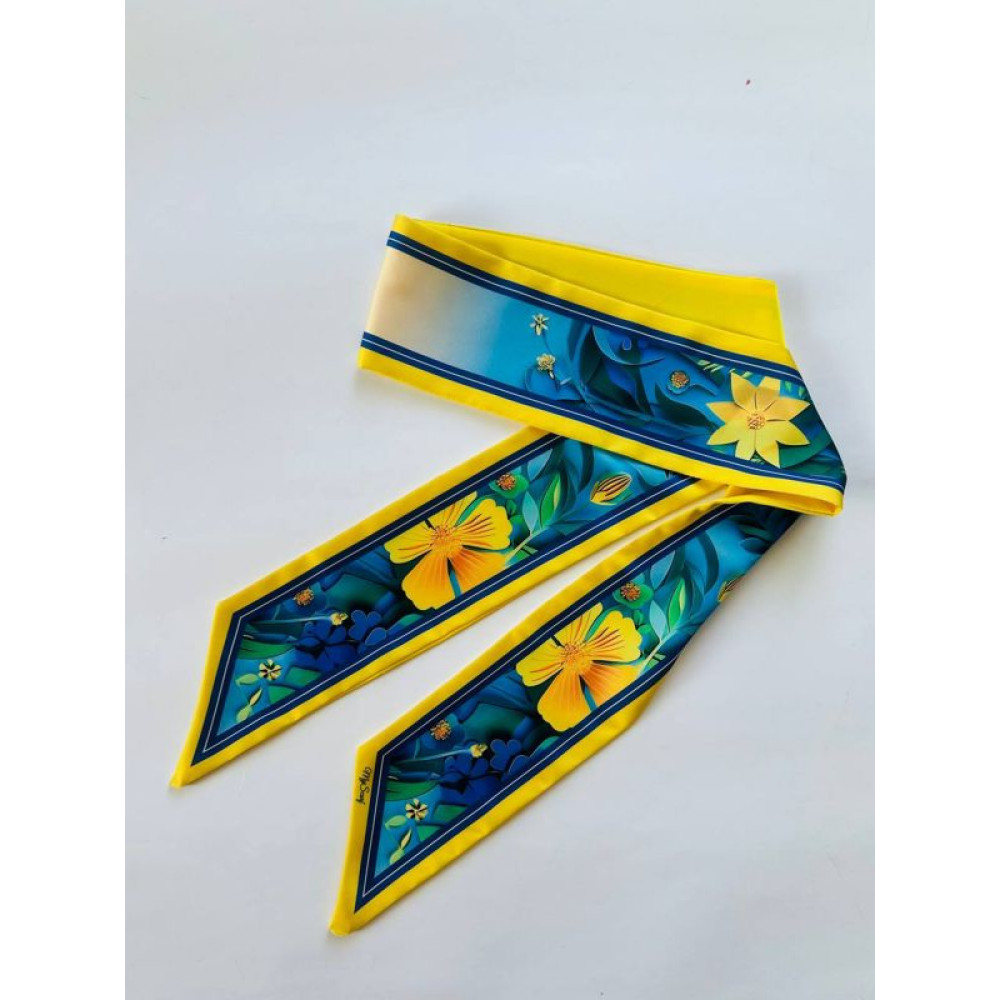 Твіллі авторський " Квіти України" від Myscarf принт 3D у подарунковій коробочці