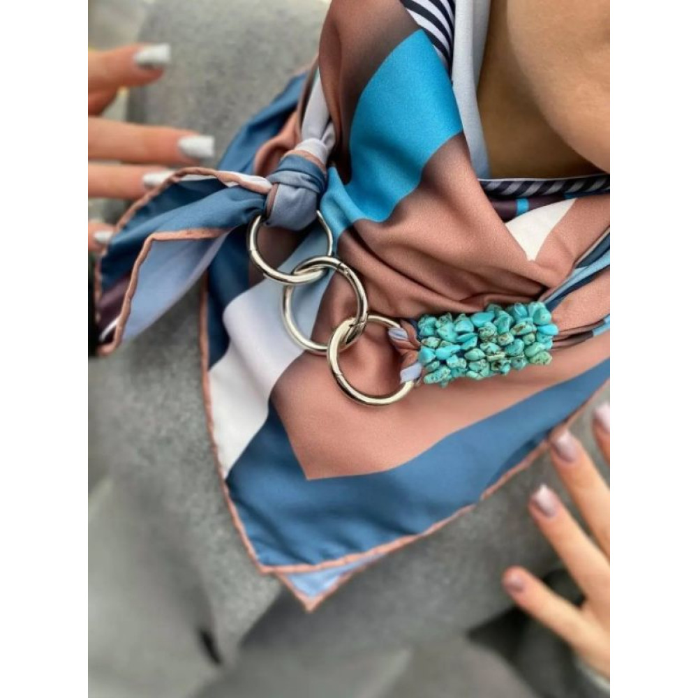 Дизайнерська шовкова хустка My Scarf «ГЕОМЕТРІЯ КОХАННЯ» 90 на 90 см, прикрашена камінням