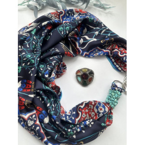 Дизайнерська хустка "Магія кохання" від бренда My Scarf, прикрашена натуральним каменем бірюза