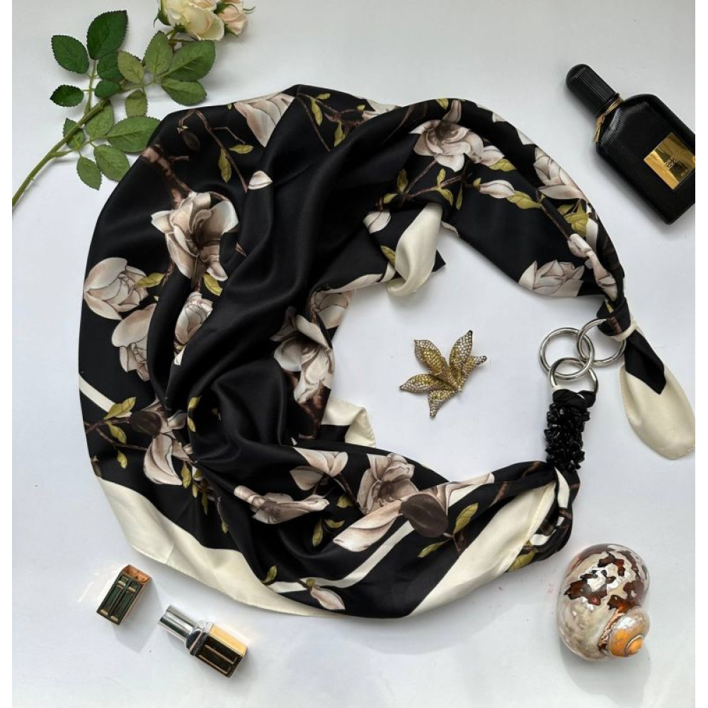 Дизайнерська хустка "Нічний сад" від бренду My Scarf, натуральне каміння агат