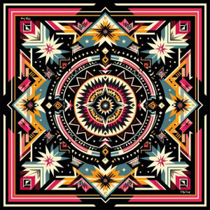 Дизайнерська шовкова хустка My Scarf "Карпатська зірка" 70 на 70 см червона