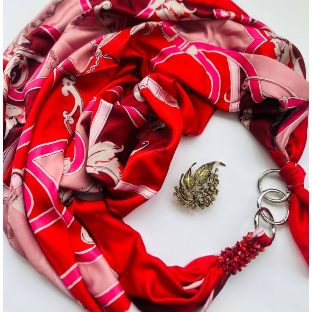 Дизайнерська хустка My Scarf "Серце красуні" прикрашена коралом