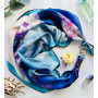 Дизайнерська шовкова хустка My Scarf "Блакитна гортензія" 90 на 90 см  з каменем аметист