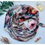 Дизайнерська шовкова хустка My Scarf "Вальс квітів" 90 на 90 см  прикрашена гранатом