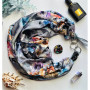 Дизайнерська шовкова хустка My Scarf "Срібна казка" 90 на 90 см з натуральним сніжним обсидіаном