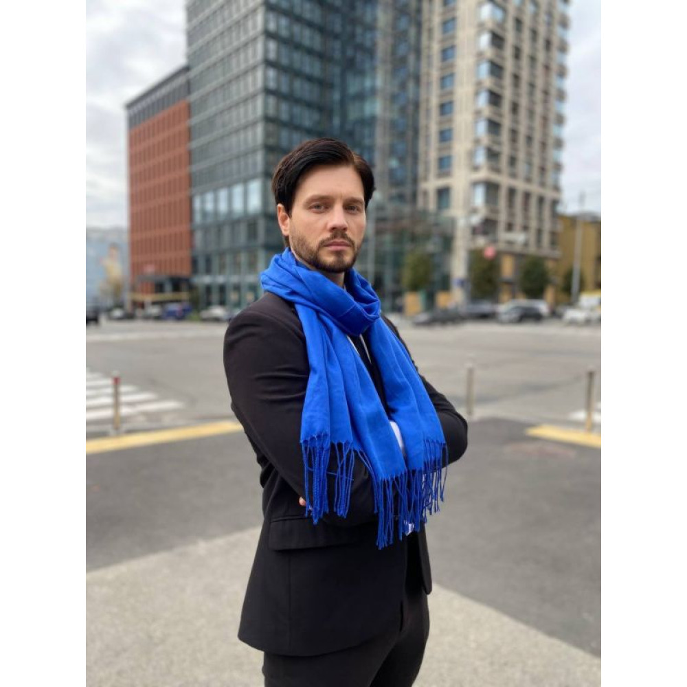 Чоловічий синій шарф великий чоловічий котоновий шарф "Мілан" від My scarf 180 на 60 см