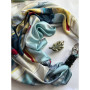 Дизайнерська шовкова хустка My Scarf "Морський бриз" 90 на 90 см прикрашений  натуральним агатом